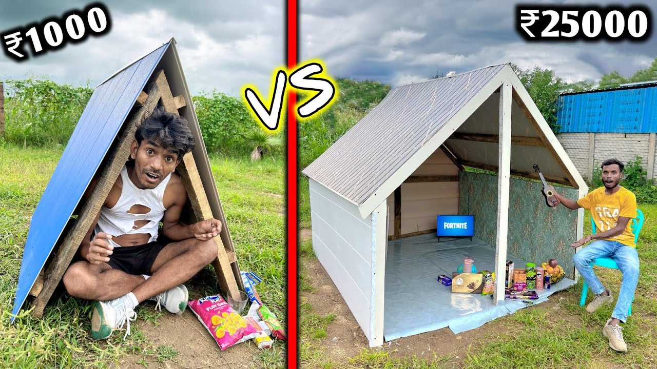 Overnight Survival Challenge || Low Budget Pvc Penal House Challenge || ₹1000 vs ₹25000 🏠 Challenge
