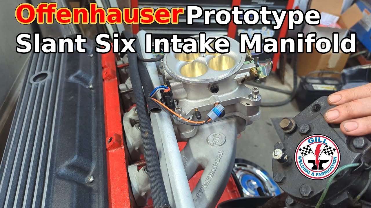 Offenhauser Prototype Intake Manifold for Mopar Slant Six Engines.