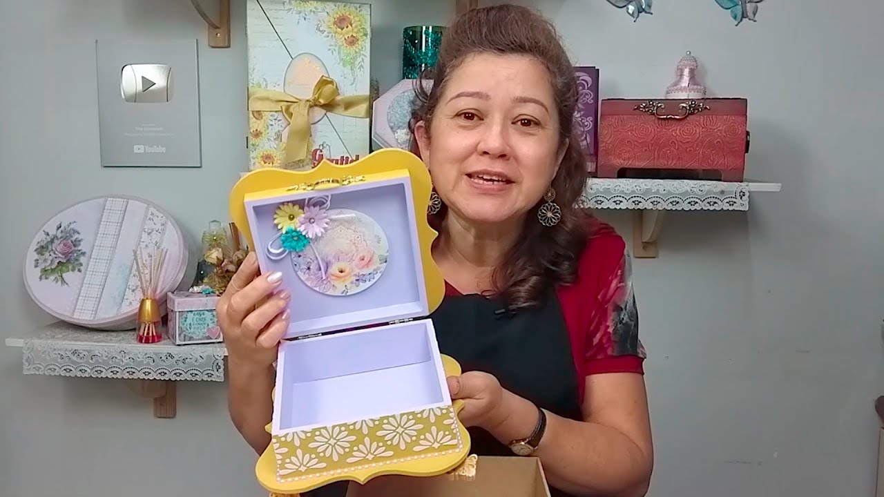 Caixa de MDF decorada com papel e stencil - Como eliminar o craquelado da Tinta