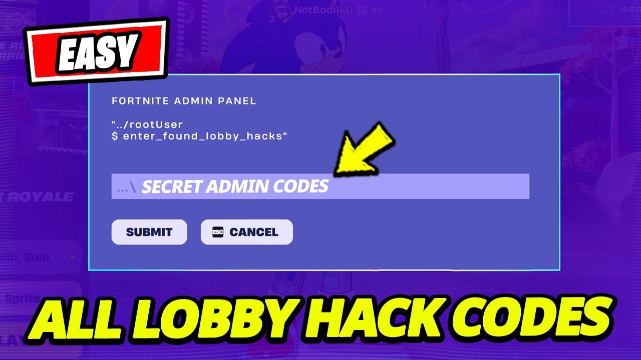 ALL LOBBY HACK CODES (Admin Panel Codes) in Fortnite Season 4!! How to GET ALL FREE Sprites!