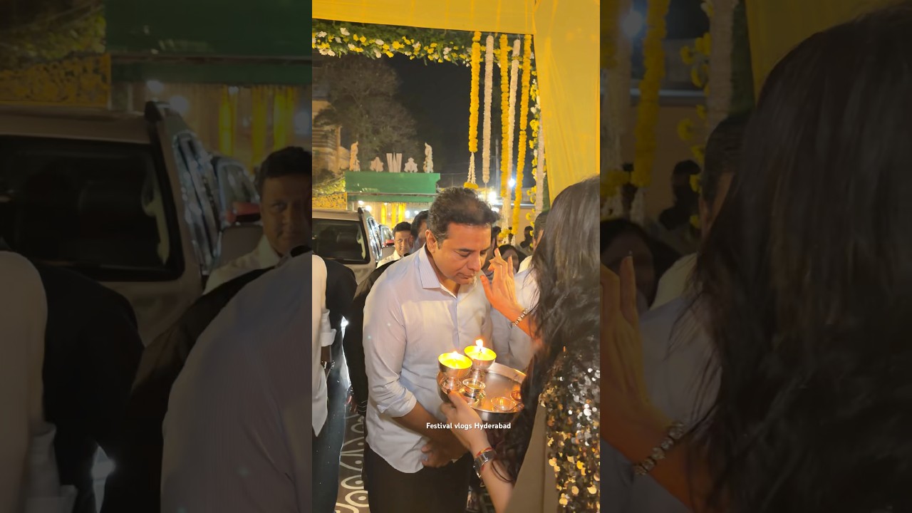 KTR Grand Welcome at Malla Reddy 50th Wedding Anniversary Haldi & Mehendi #mallareddy #ktr #viral