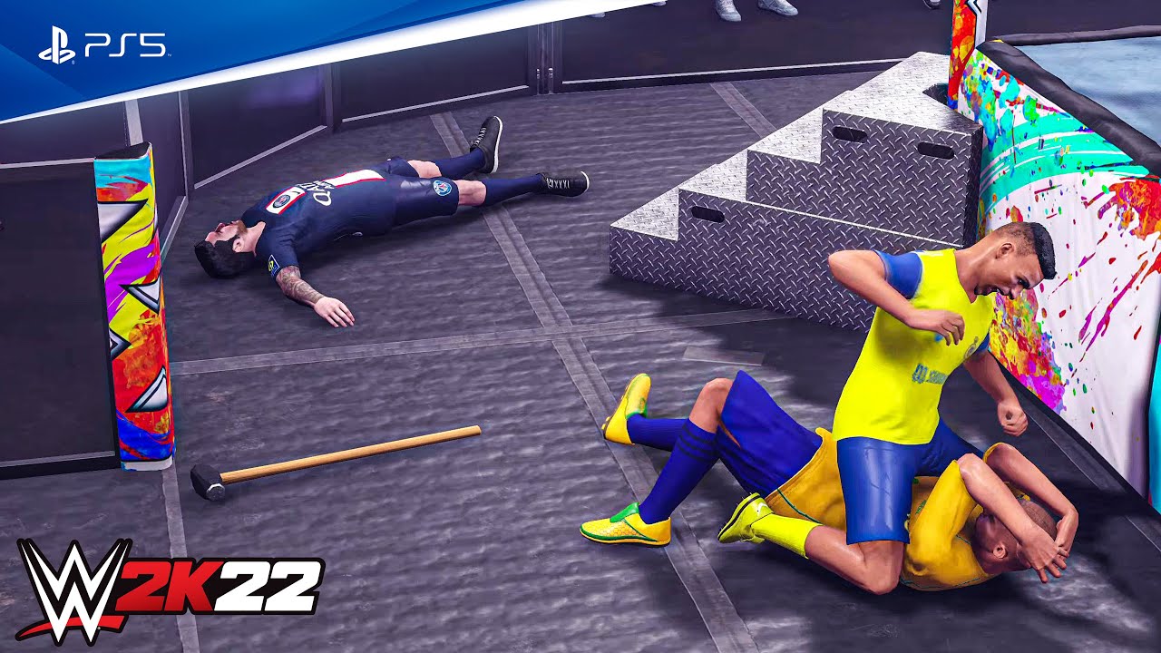 WWE 2K22 Ronaldo, vs Messi, vs Ronaldo Brazil, | WWE UEFA Championship | PS5™ [4K60]