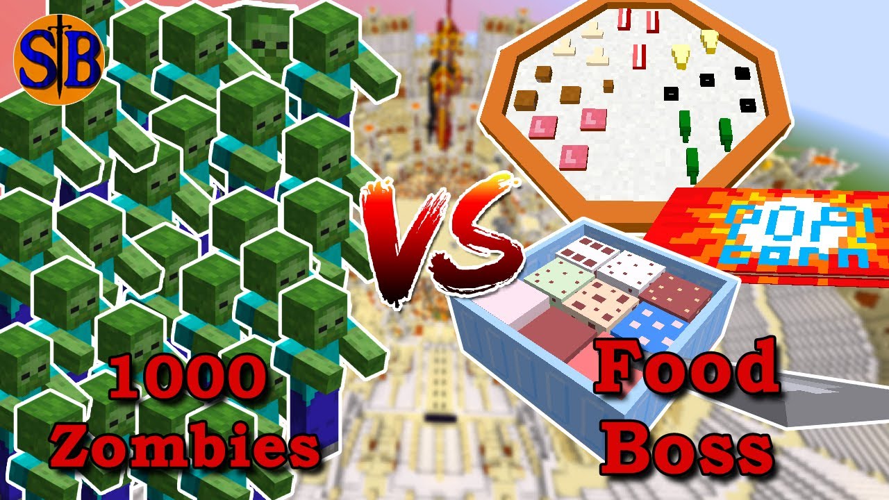 1000 Zombies vs Food Boss | Minecraft Mob battle