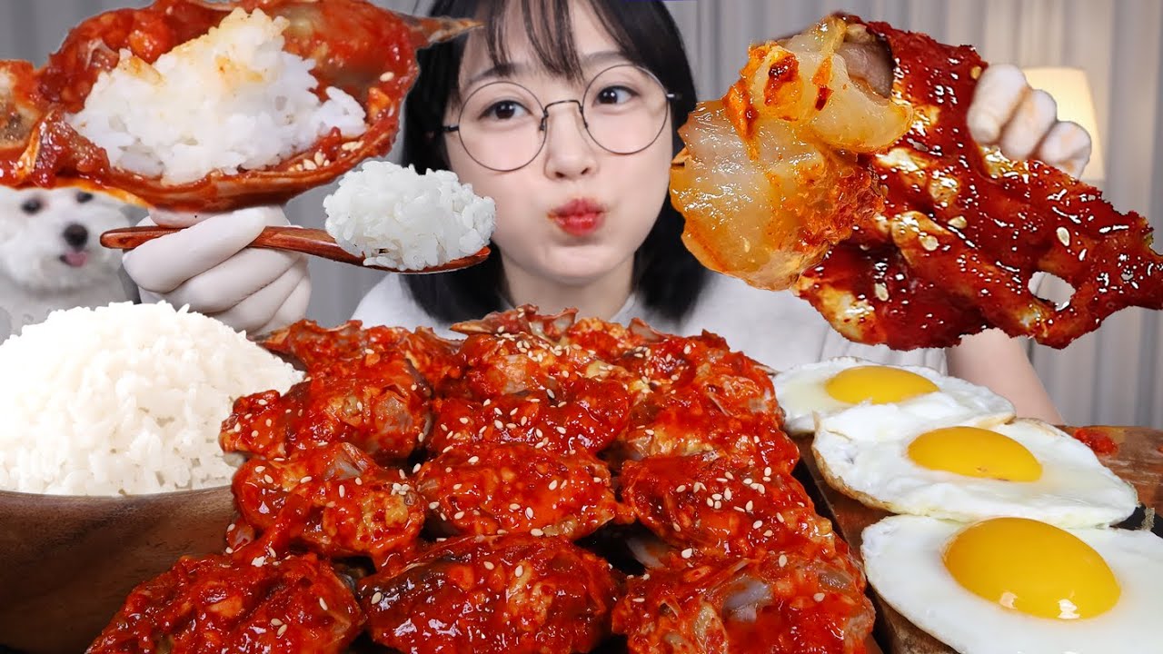 Острая маринованная сырая крабина — идеальное блюдо к рису 🦀🍚Mukbang ASMR