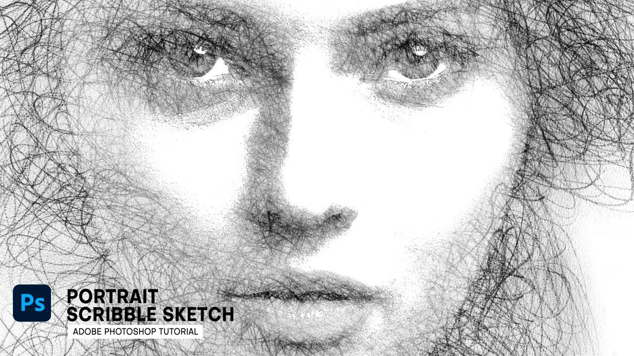 create portrait scribble sketch | adobe photoshop tutorial