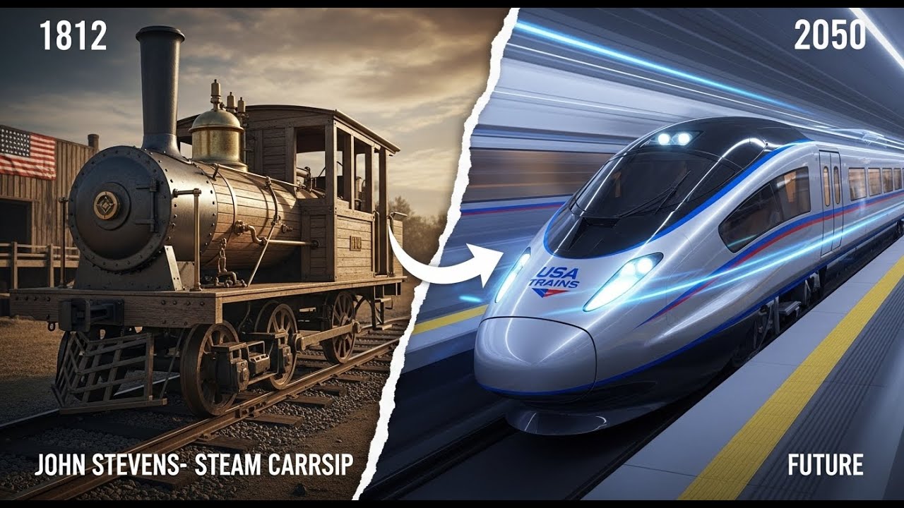 USA Trains Evolution (1812&ndash;2050) | From Uncle Sam Cart to Hyperloop Future 🇺🇸