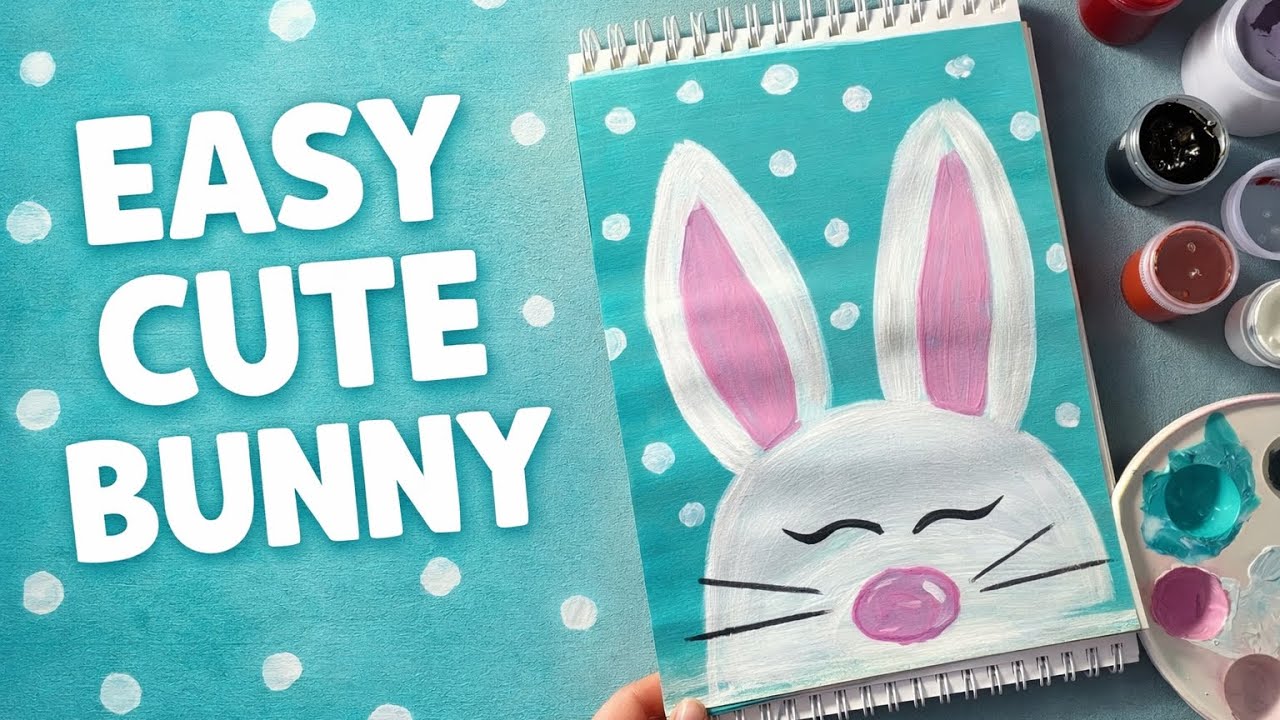 Easy Cute Bunny Painting 🐰 | Acrylic Step by Step for Beginners
