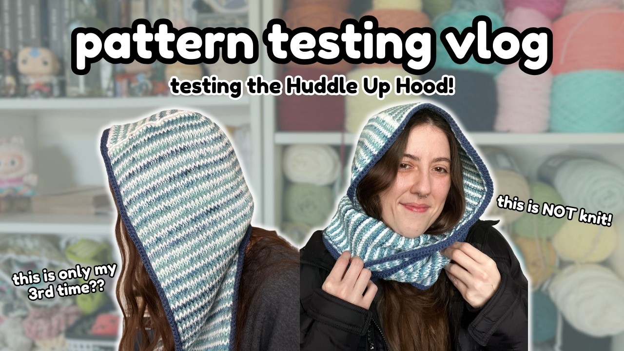 Crocheting a Hooded Scarf for the first time! ✨| Crochet Pattern Test Vlog