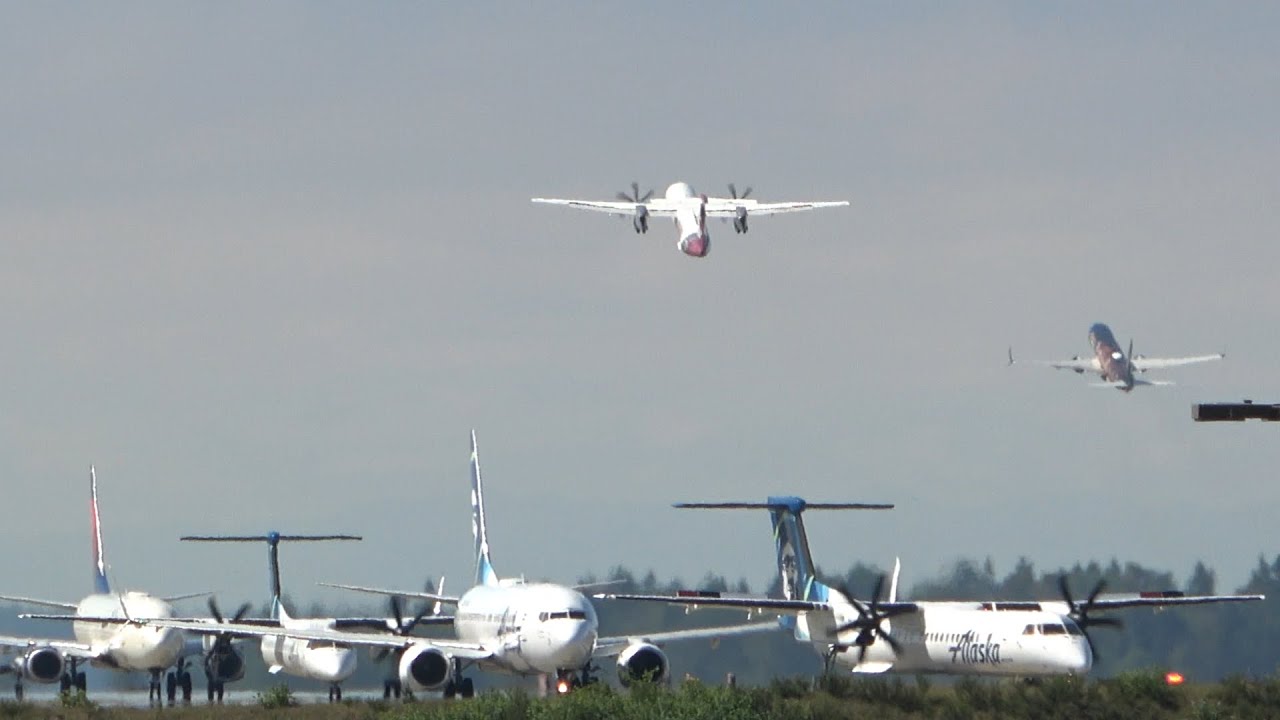 (4K) Morning Rush Hour Departures SEA - Seattle-Tacoma - Plane Spotting