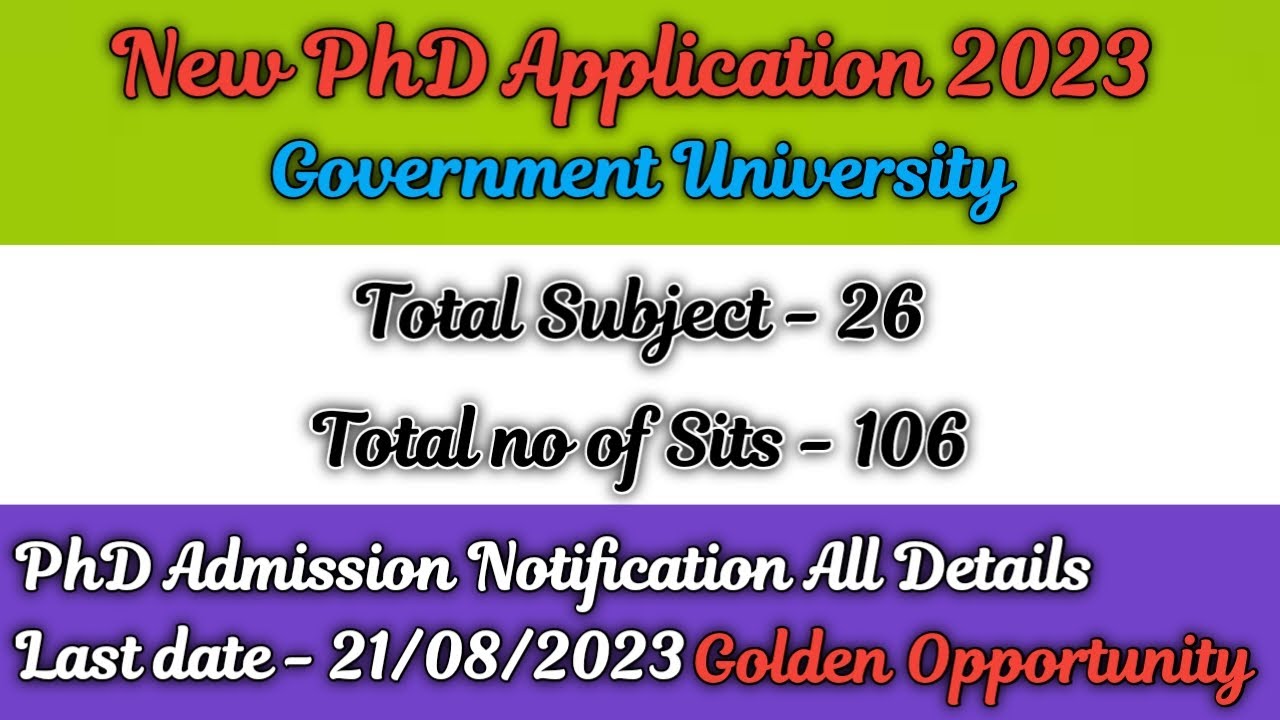New phd admission 2023 // ongoing phd admission 2023 // Government University // New PhD Application