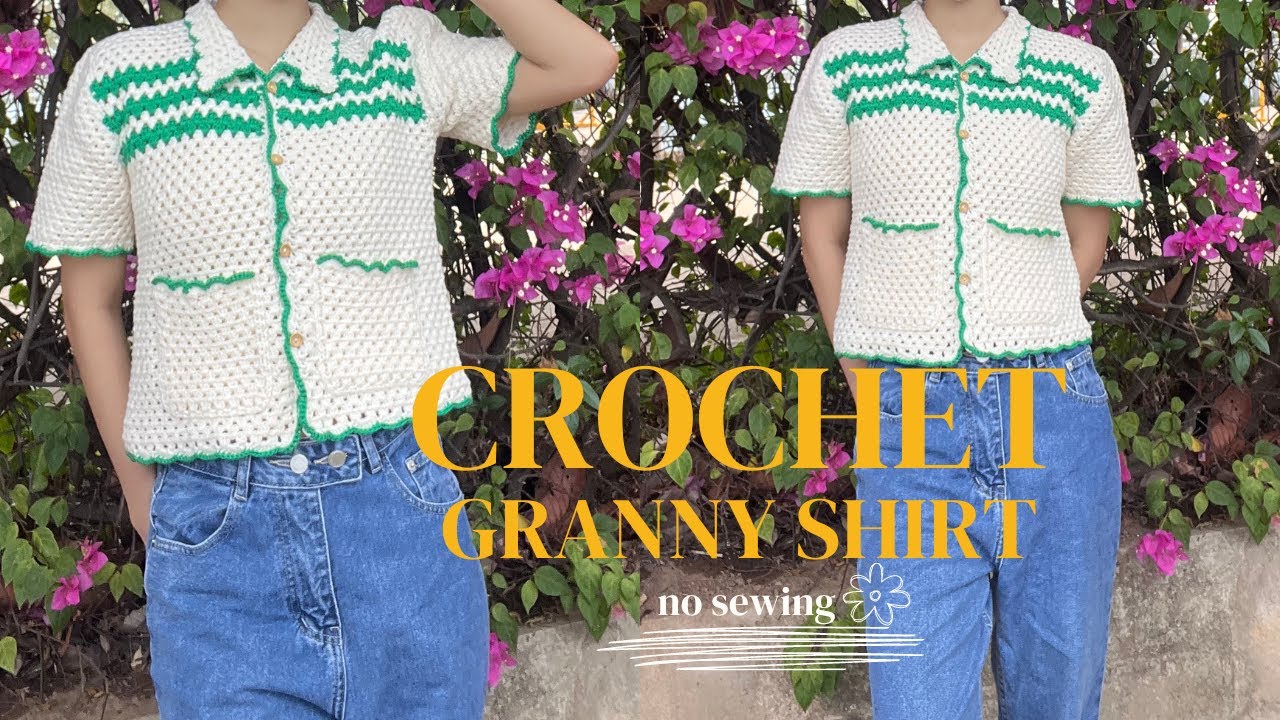 [Part 2] Crochet Granny Striped Shirt With Collar | Men Polo Shirt | Crochet With Hannah