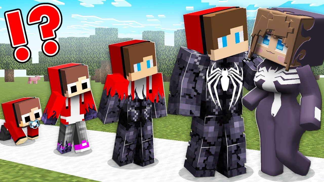 JJ and VENOM Girl Life Cycle ! VENOM EVOLUTION with JJ in MInecraft - Maizen