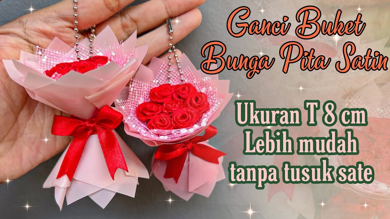 GANTUNGAN KUNCI BUKET BUNGA PITA SATIN KUNTI BOGEL VIRAL || BUKET BUNGA PITA SATIN MINI