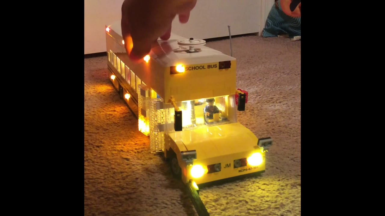 LEGO School Bus Creation and Light Mod - #lego #schoolbus #moc #bus #legoschoolbus #legobus #viral