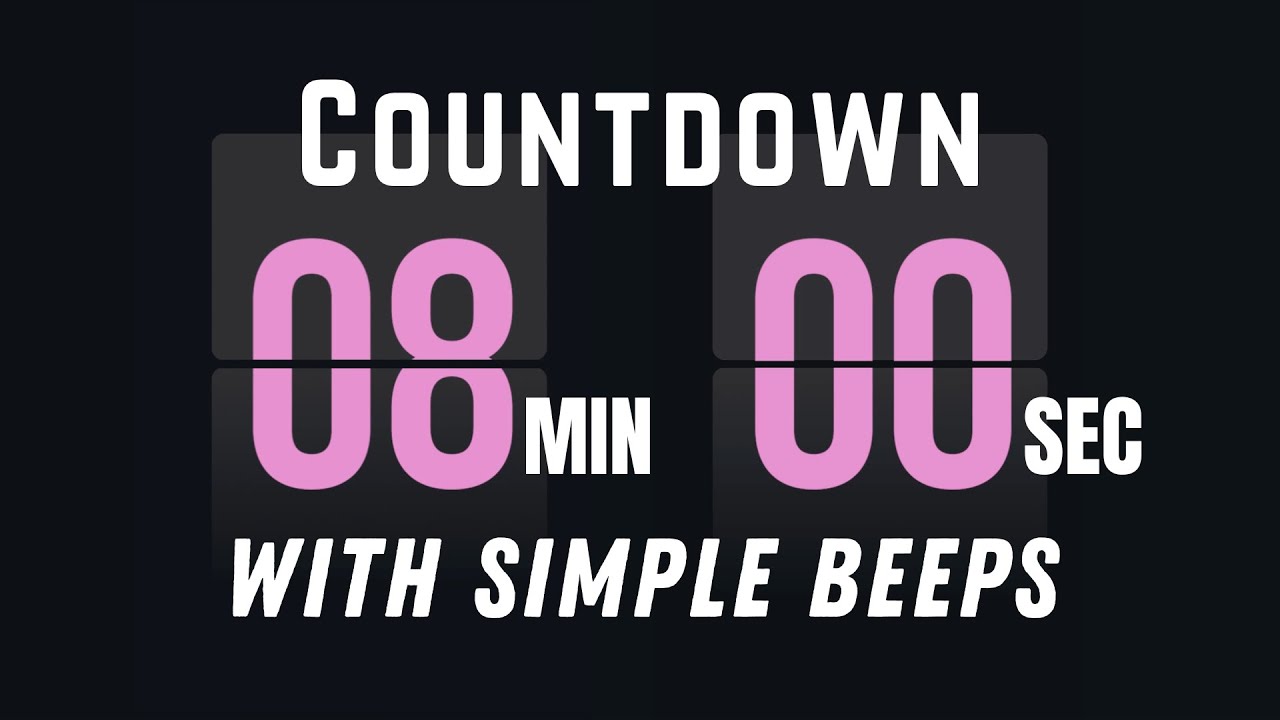 08‑Min Flip Clock Countdown Timer with Simple Beeps | Start & End Sound Effects