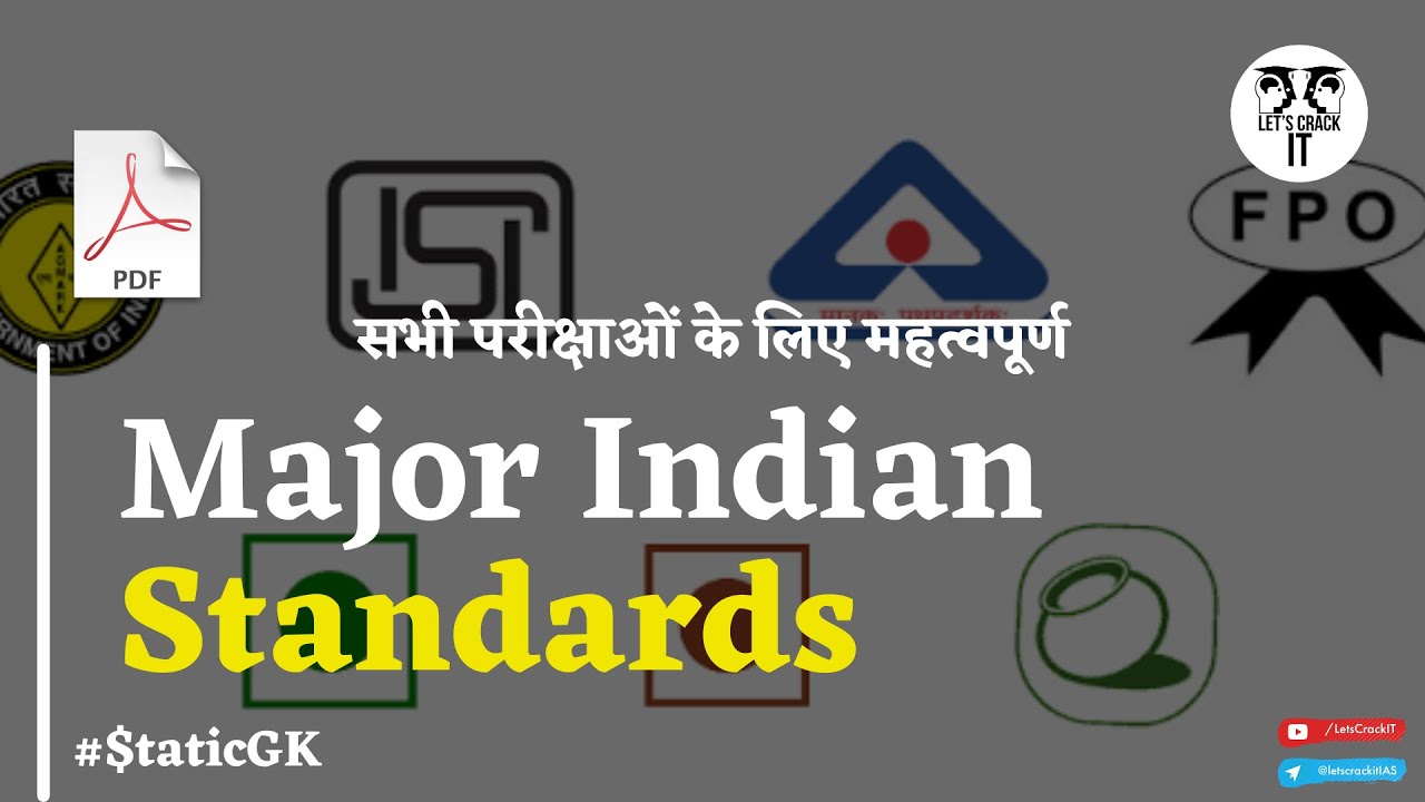 Major Standards of India | BIS, ISI, Agmark, FPO, Ecomark, IOC | Indian Standards for UPSC PCS
