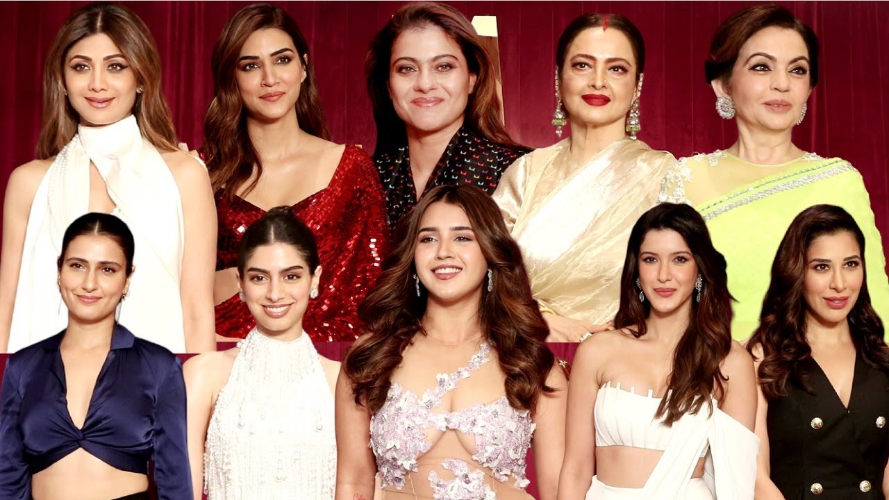 Hindi Cinema Actress At Manish Malhotra New Store Launch - Kajol, Kriti, Shilpa, Rekha, Khushi