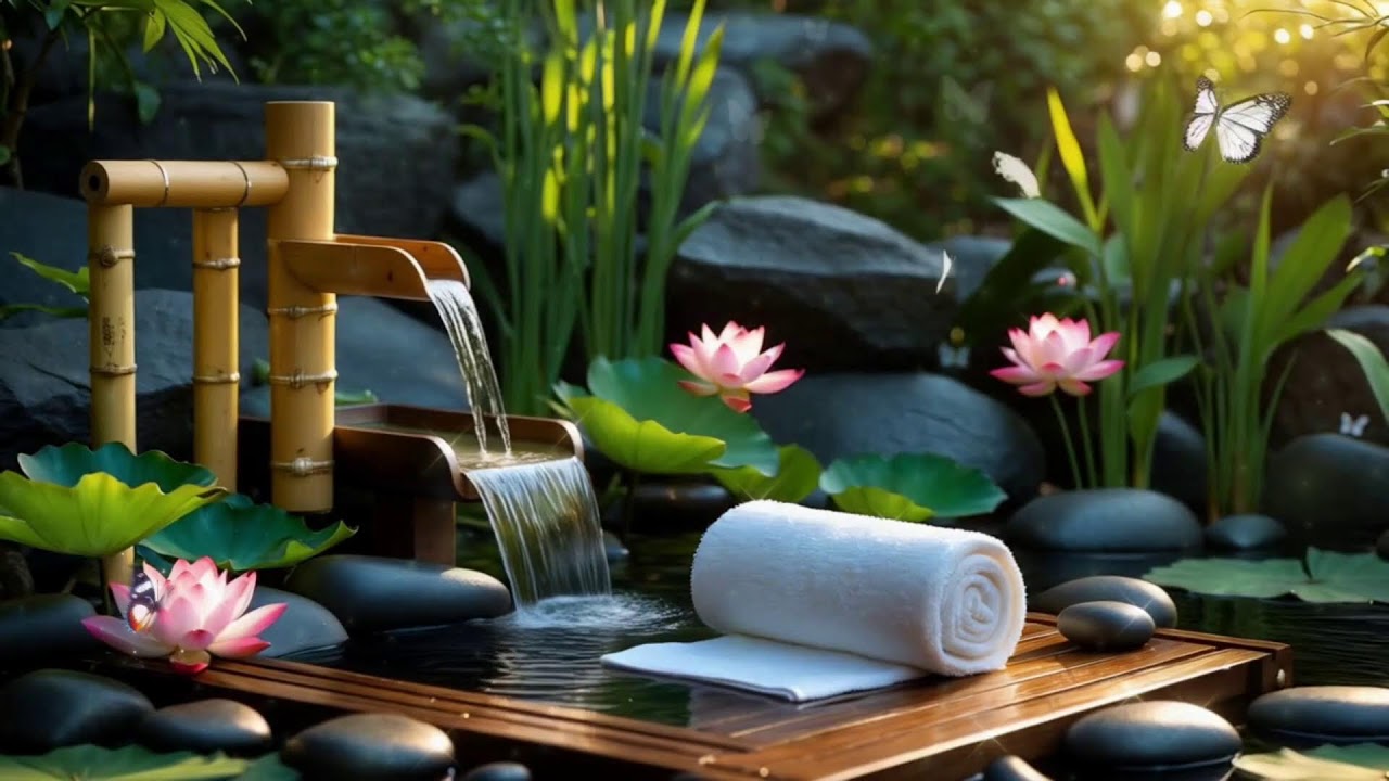 Sleep Meditation Music  Gentle Piano & Bamboo Water Sounds for Calm Mind & Stress Relief