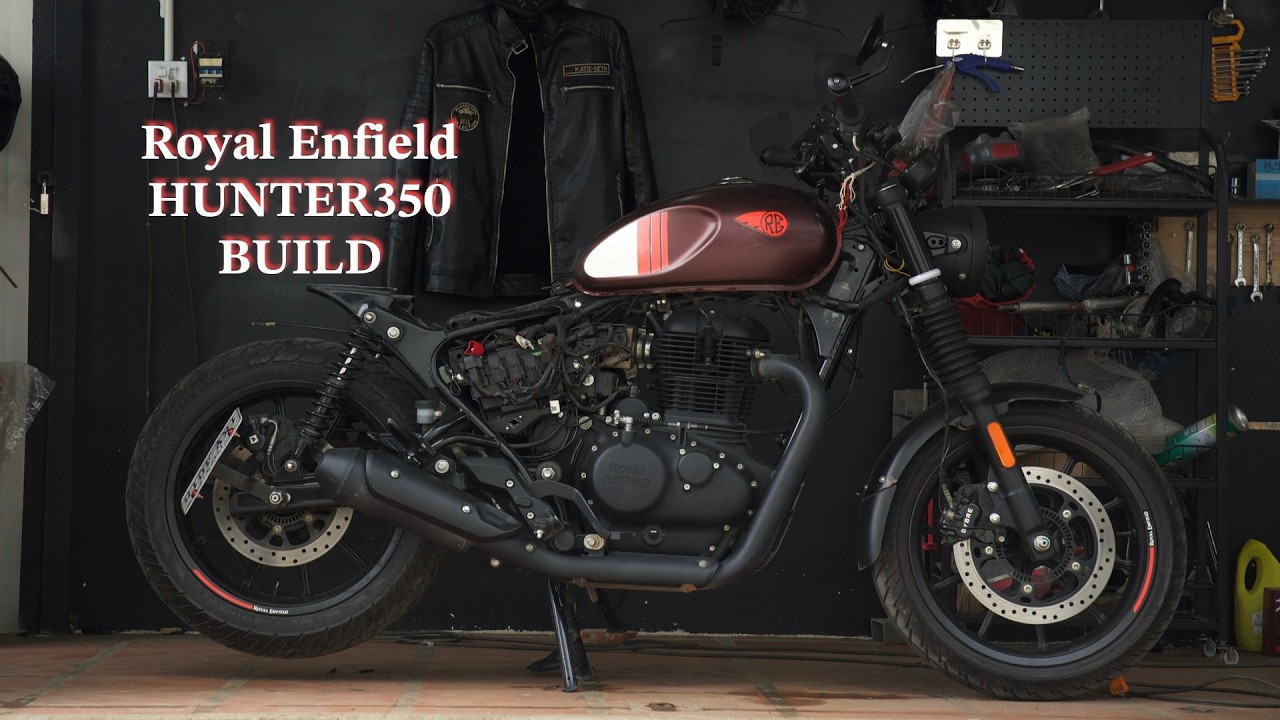 Custom Royal Enfield Hunter350 to scrambler | black & red