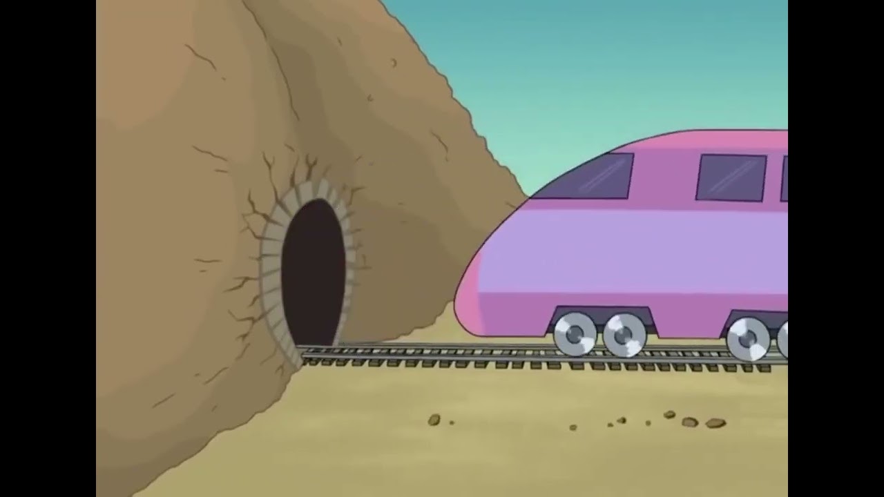 train entering inside tunnel meme template