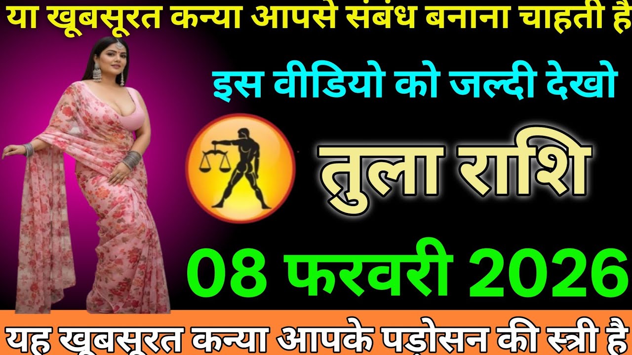 #तुला राशि दिनांक 08 फरवरी 2026 यह खूबसूरत कन्या आपसे संबंध बनाना चाहती है इस वीडियो को जल्दी देखो#