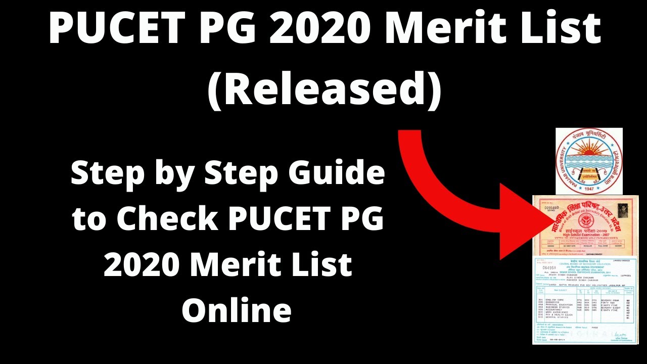 PUCET PG 2020 Merit List (Released) - How To Download PU CET PG 2020 Official Merit List