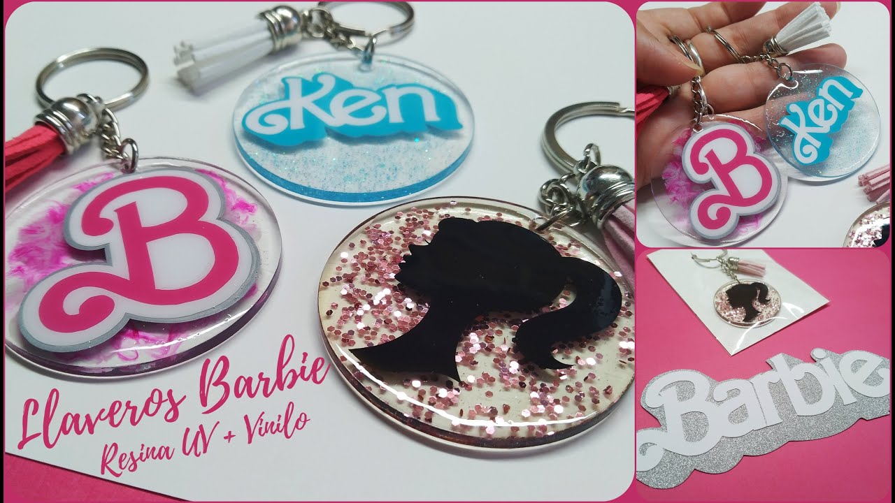 TUTORIAL ✂️ Llaveros acrílicos BARBIE - Vinilo + Resina UV (Resin Pro - Colaboración) 😊