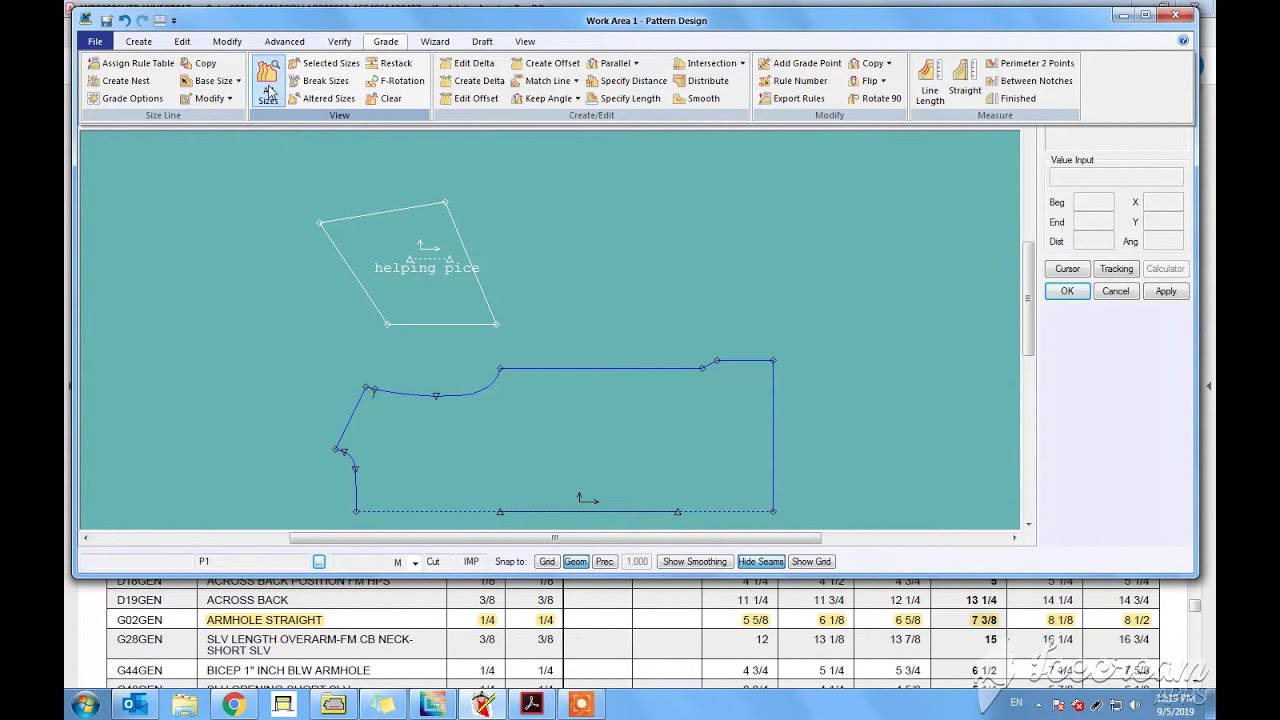 Grading Armhole Straight with Accumark