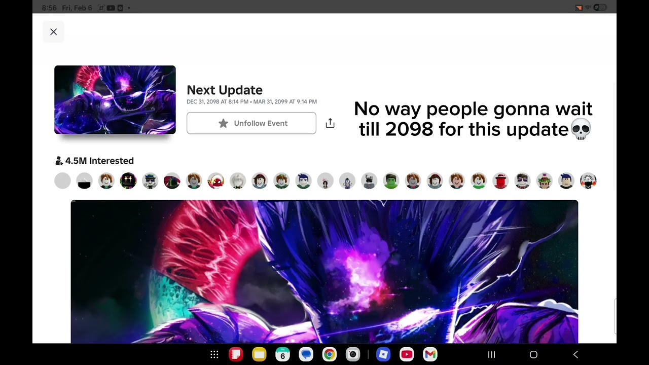 Ain't no one waiting till December 31 2098 for this tsb update 