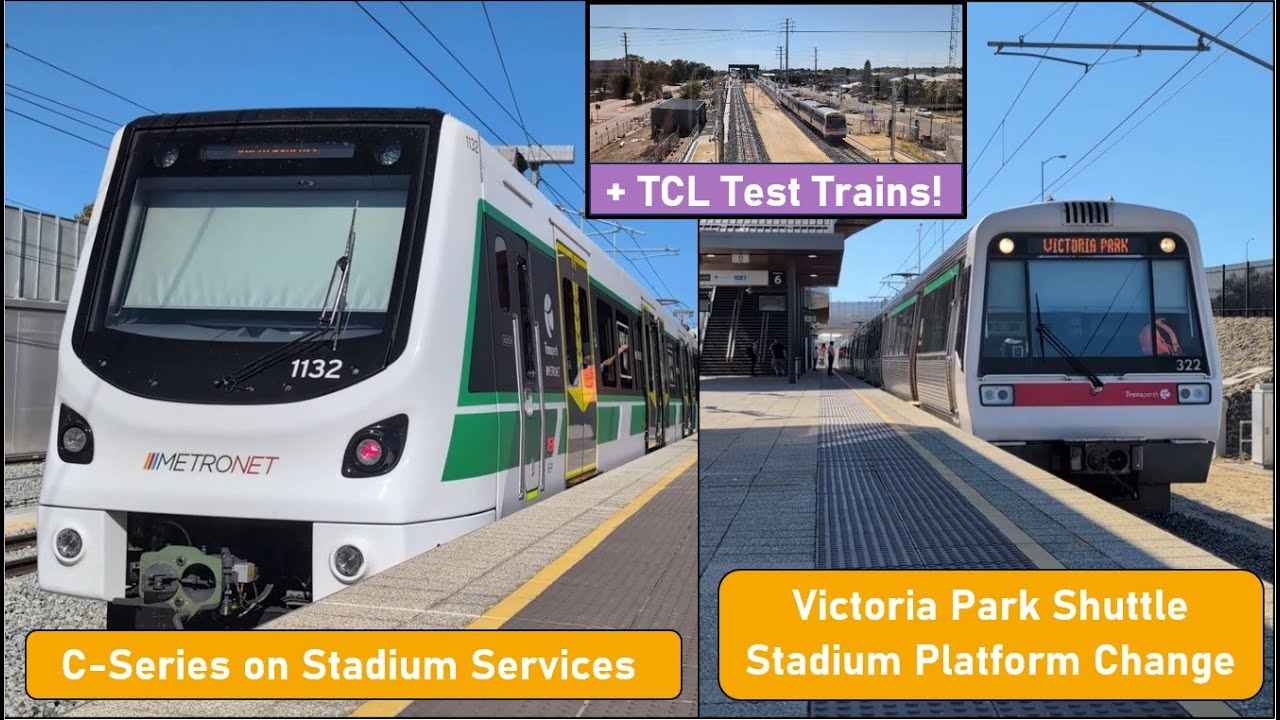 C-Series on Stadium Services, Victoria Park Shuttle Stadium Platform Change & Some TCL Test Trains