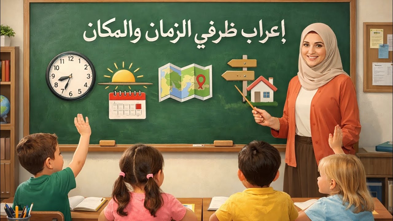 الصف الخامس الابتدائي ـ الوحدة الثالثة: إعراب ظرفي الزمان والمكان.