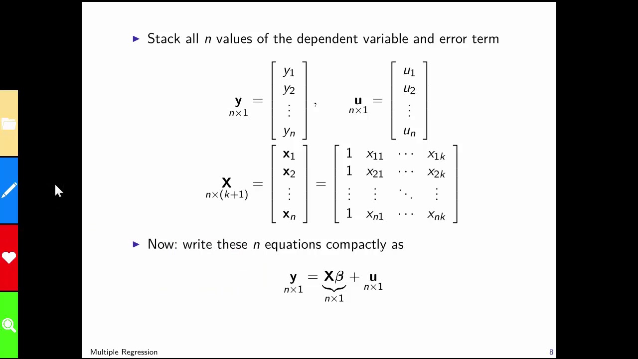 Ökonometrie Teil 03.1-2:  Multiple Regression - Motivation, Matrix-Form, Schätzung