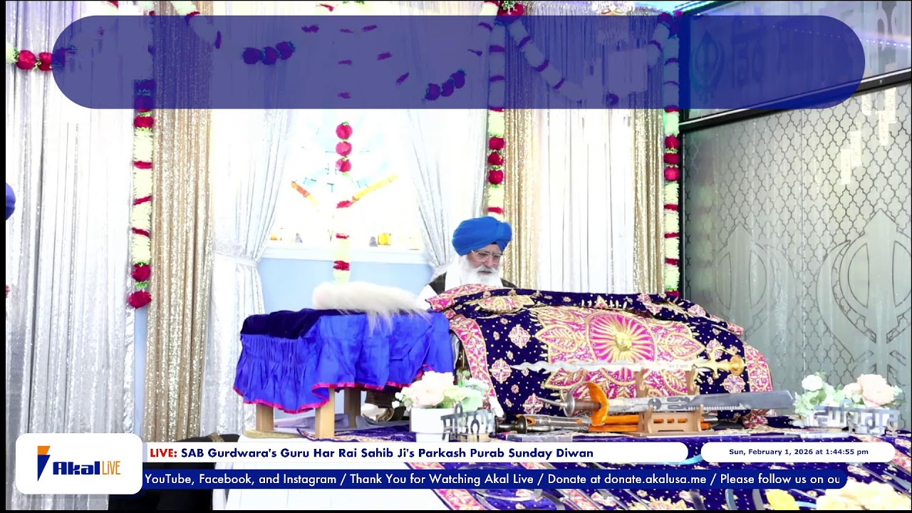 SAB Gurdwara's Guru Har Rai Sahib Ji's Parkash Purab Sunday Diwan - (02/01/26)