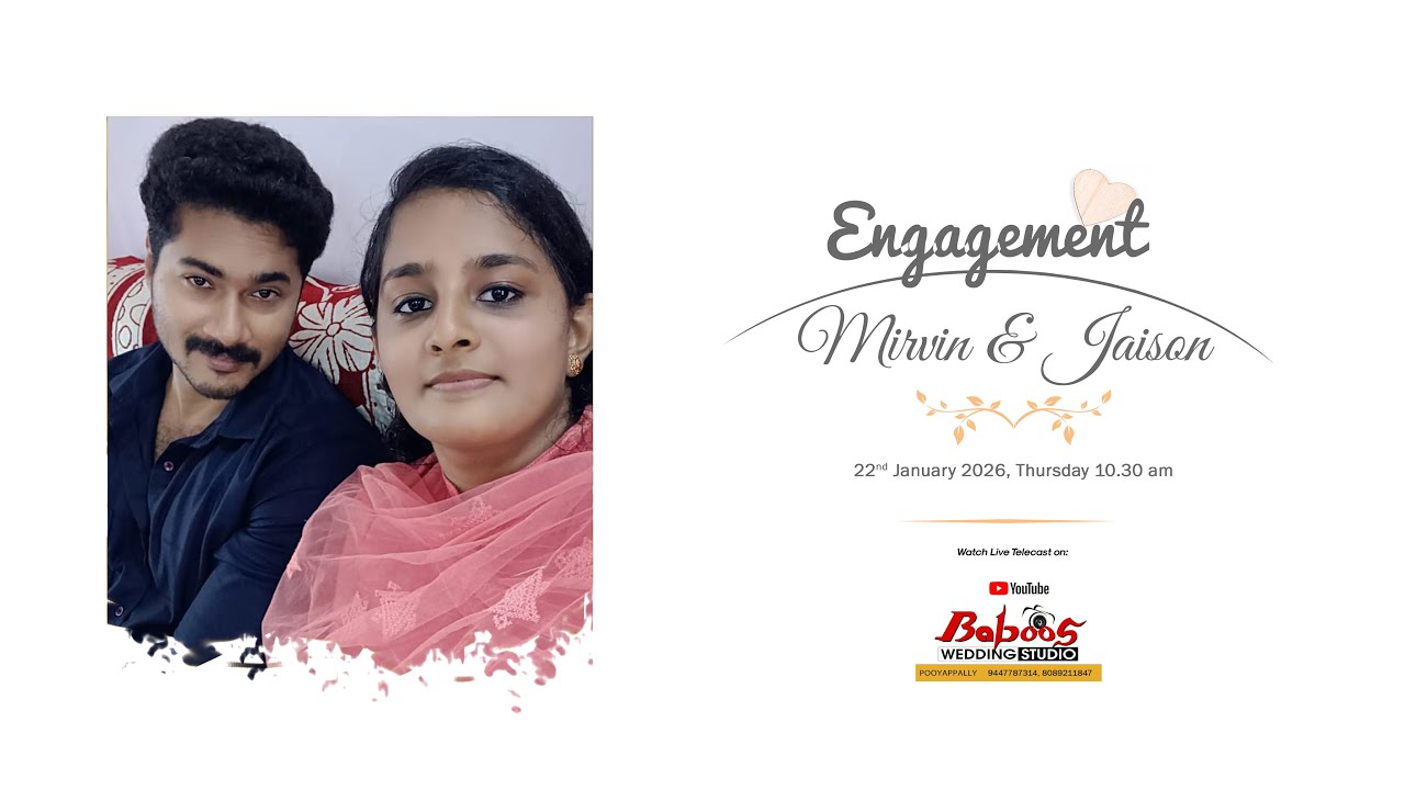 ENGAGEMENT CEREMONY || MIRVIN & JAISON || 22.01.2026 10.30 AM ||