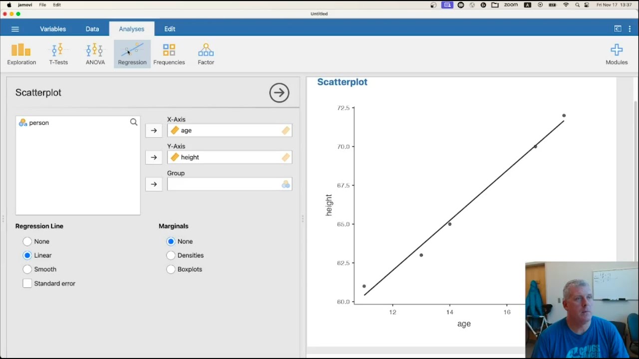 Jamovi linear regression and correlation