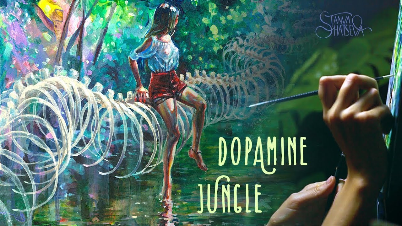 DOPAMINE JUNGLE. Surreal tropical painting process.