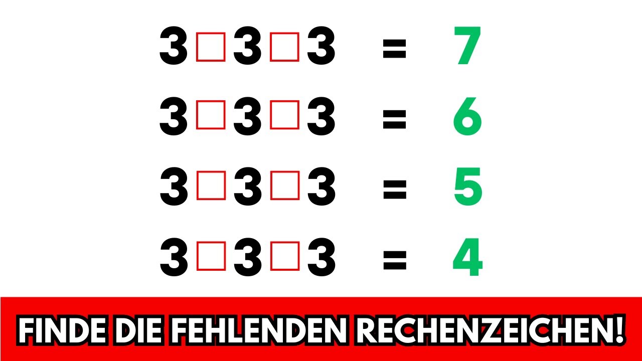 Welche RECHENZEICHEN passen in die L&Uuml;CKEN?🤔📝 Mathe Zahlenr&auml;tsel