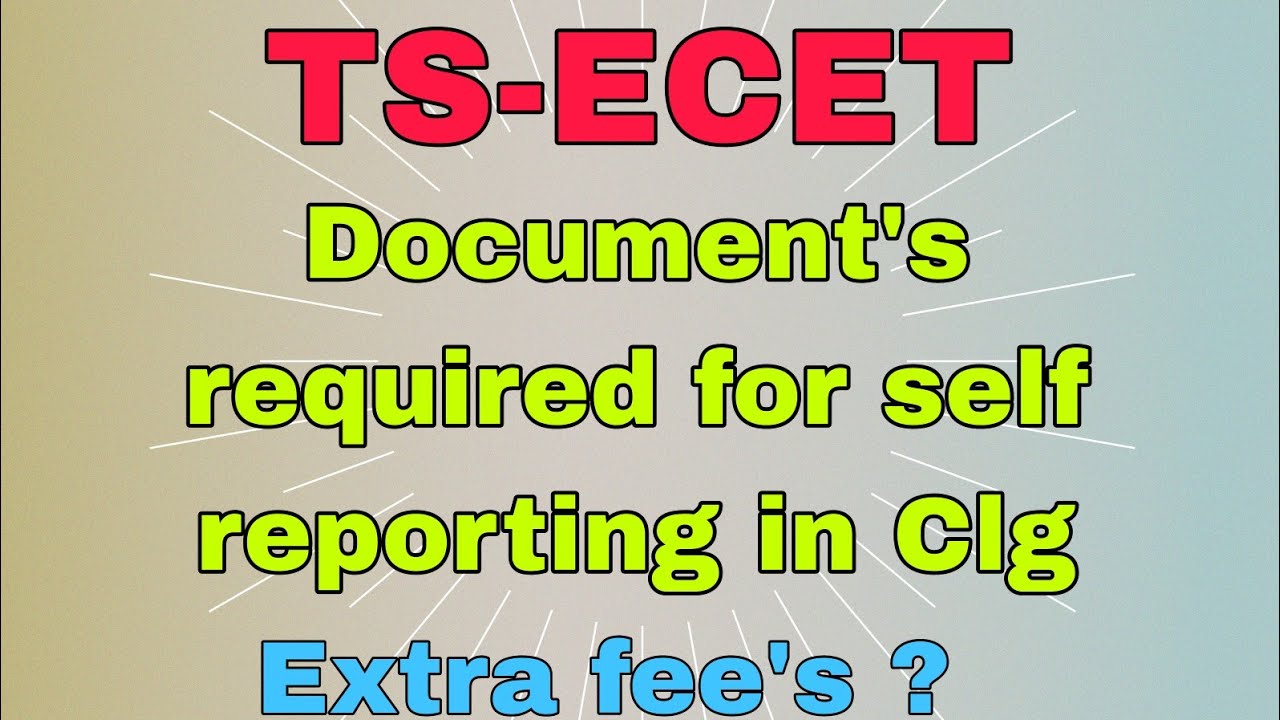 TS-ECET Document Required for Self Reporting in Clg || KVS TRICKS ||