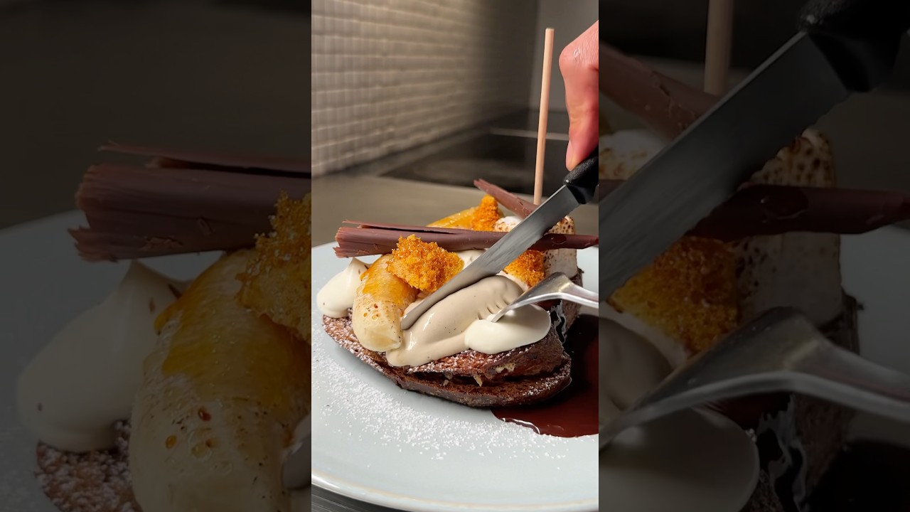 ASMR Chocolate French Toast #frenchtoast #banana #brioche