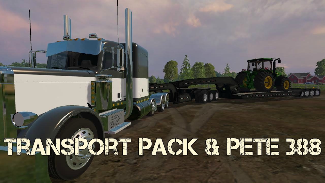 Farming Simulator 2015 Mods- Mega Transport Trailer & Dolly, Peterbilt 388