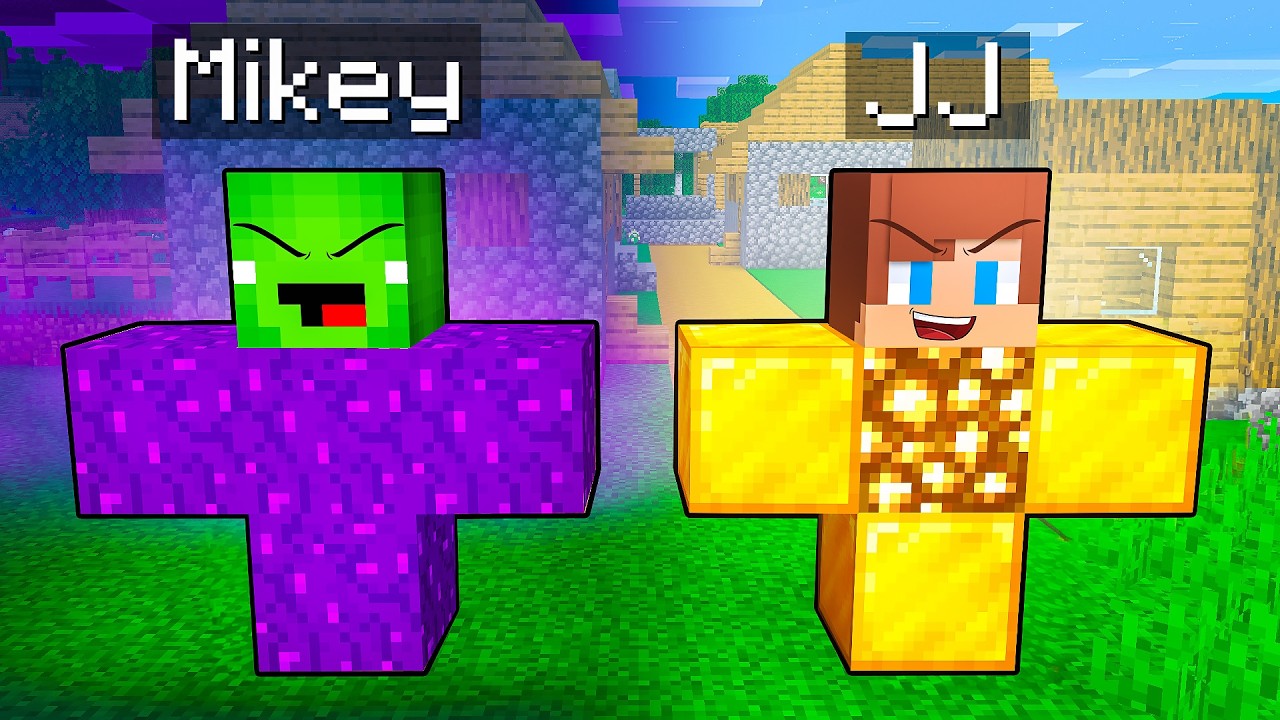 JJ and Mikey: DARK vs LIGHT Golem Shapeshift Battle in Minecraft - Maizen