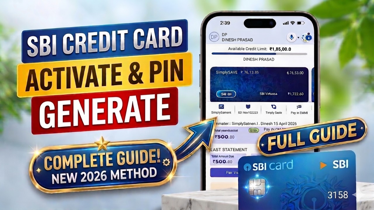 SBI Credit Card Activate & Pin Generate Kaise Kare 2026 | How to Activate SBI Credit Card Live Demo