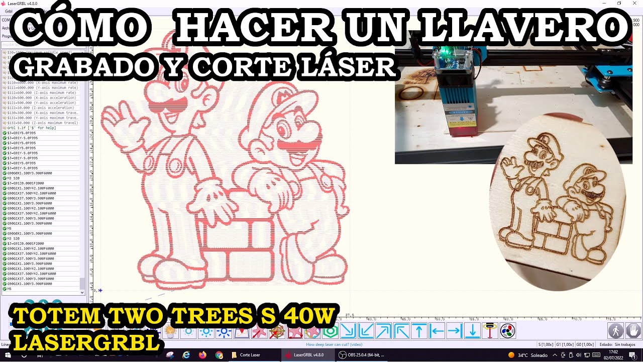 Cómo Hacer llavero de Madera. Grabado y Corte con Totem Two Trees S 40W.  Cortadora Láser. 343