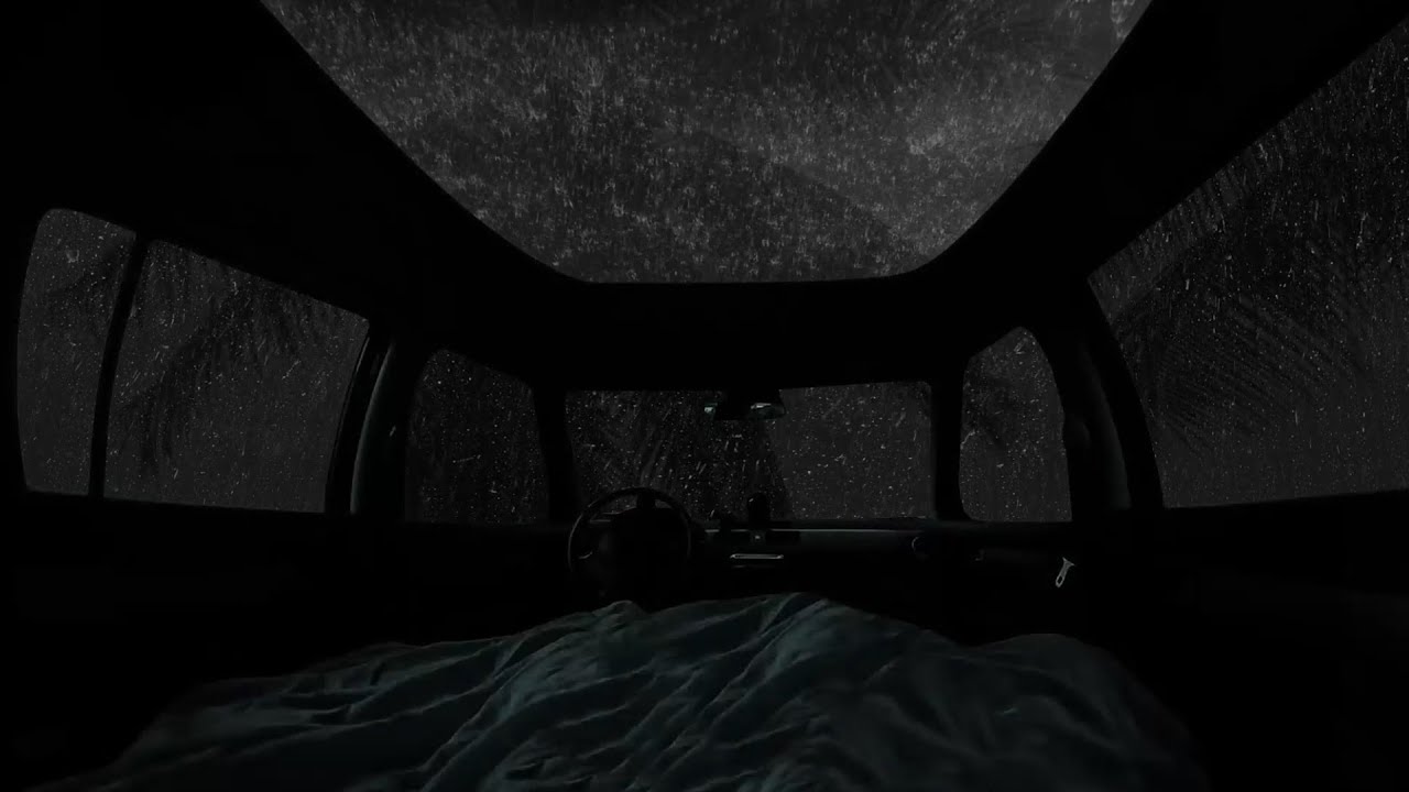 Fall Asleep Fast _ Heavy Rain & Thunder on Car Roof🌧️Deep Sleep & Night Calm Ambience😴Car Camping