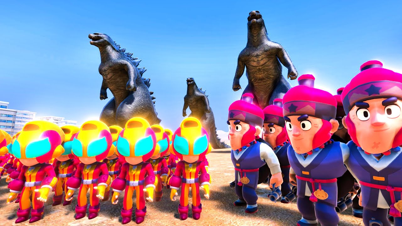 GODZİLLA VS BRAWL STARS ORDUSU 😱 - Süper Kahraman Kapışmaları