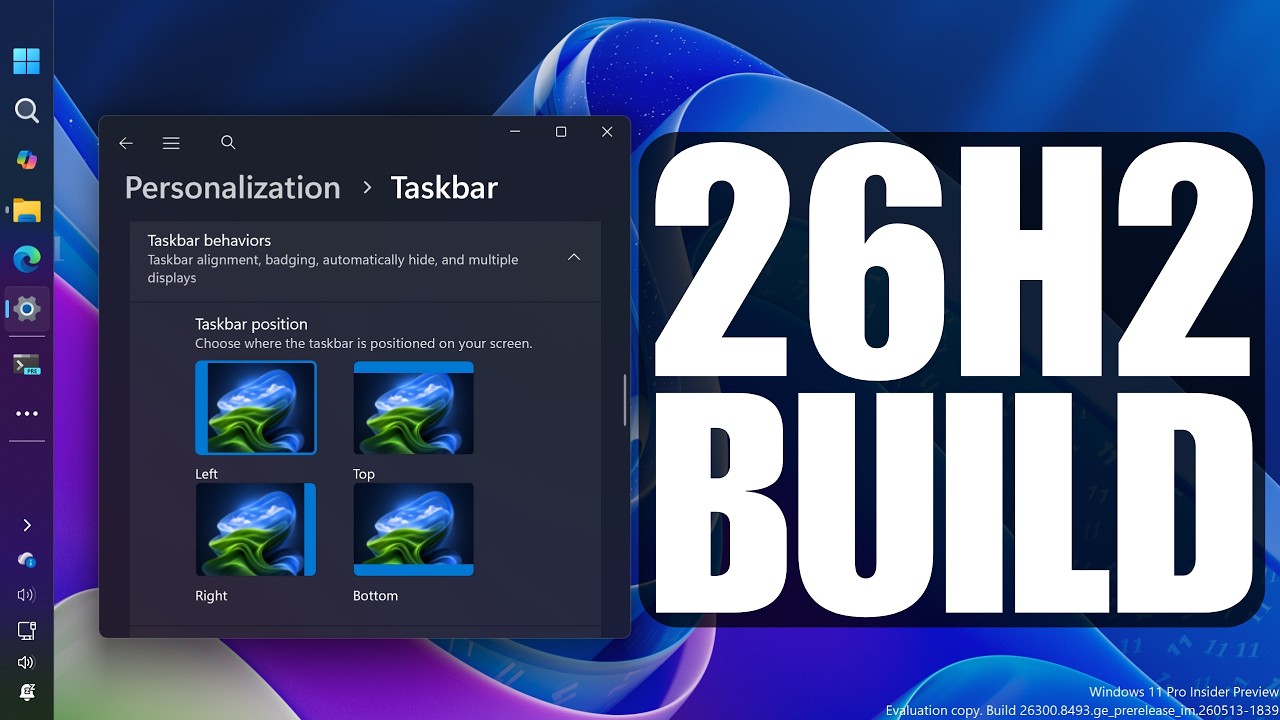 Огромное обновление Windows 11 26H2! Панель задач в любом месте + новый пользовательский интерфей...