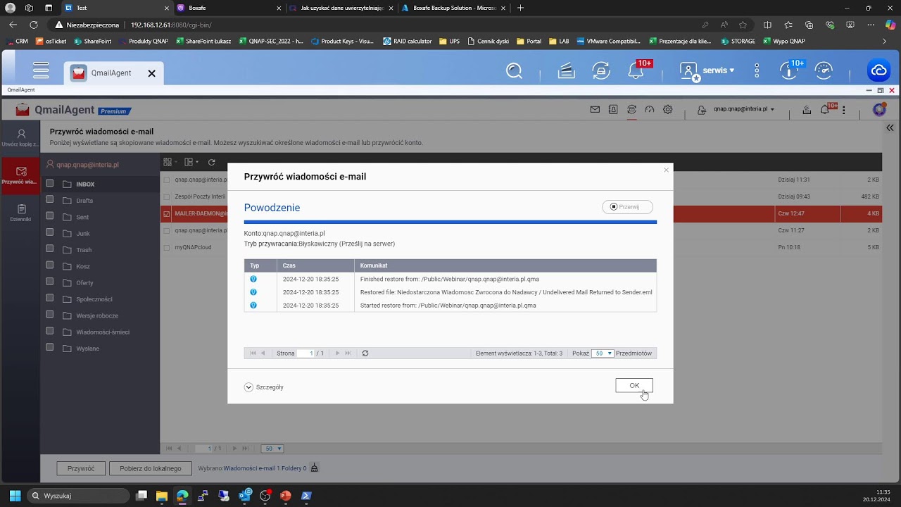 Backup poczty za pomocą QNAP NAS - Boxafe oraz Qmail Agent