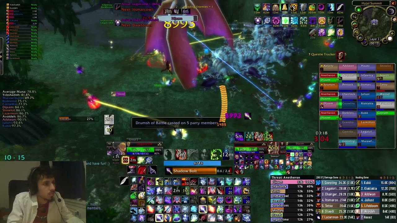 WORLD FIRST Classic wow BT/HYJAL Progress Legalcrime - CoR Warlock POV