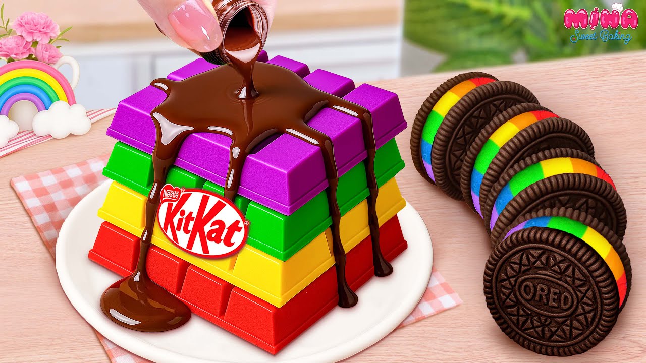 🍰Amazing Rainbow KitKat vs Colorful Oreo Cake Recipe🍰Mini Chocolate Drip Cake | Mina Sweet Baking