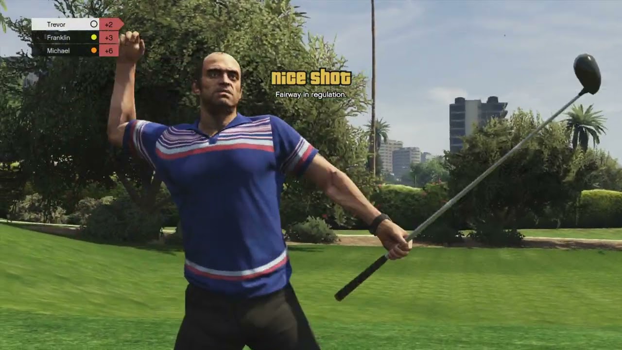 GTA V Michael Franklin and Trevor playing Golf